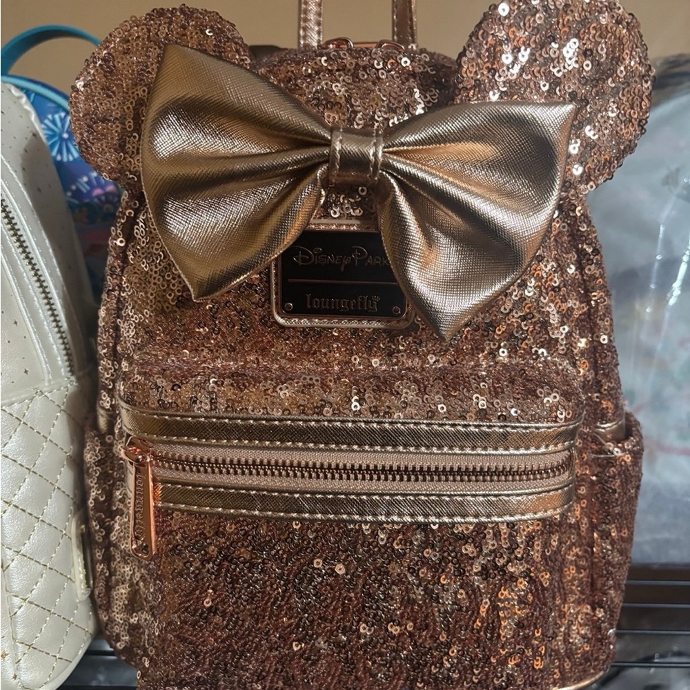 Minnie Rose Gold Sequined Loungefly Bag